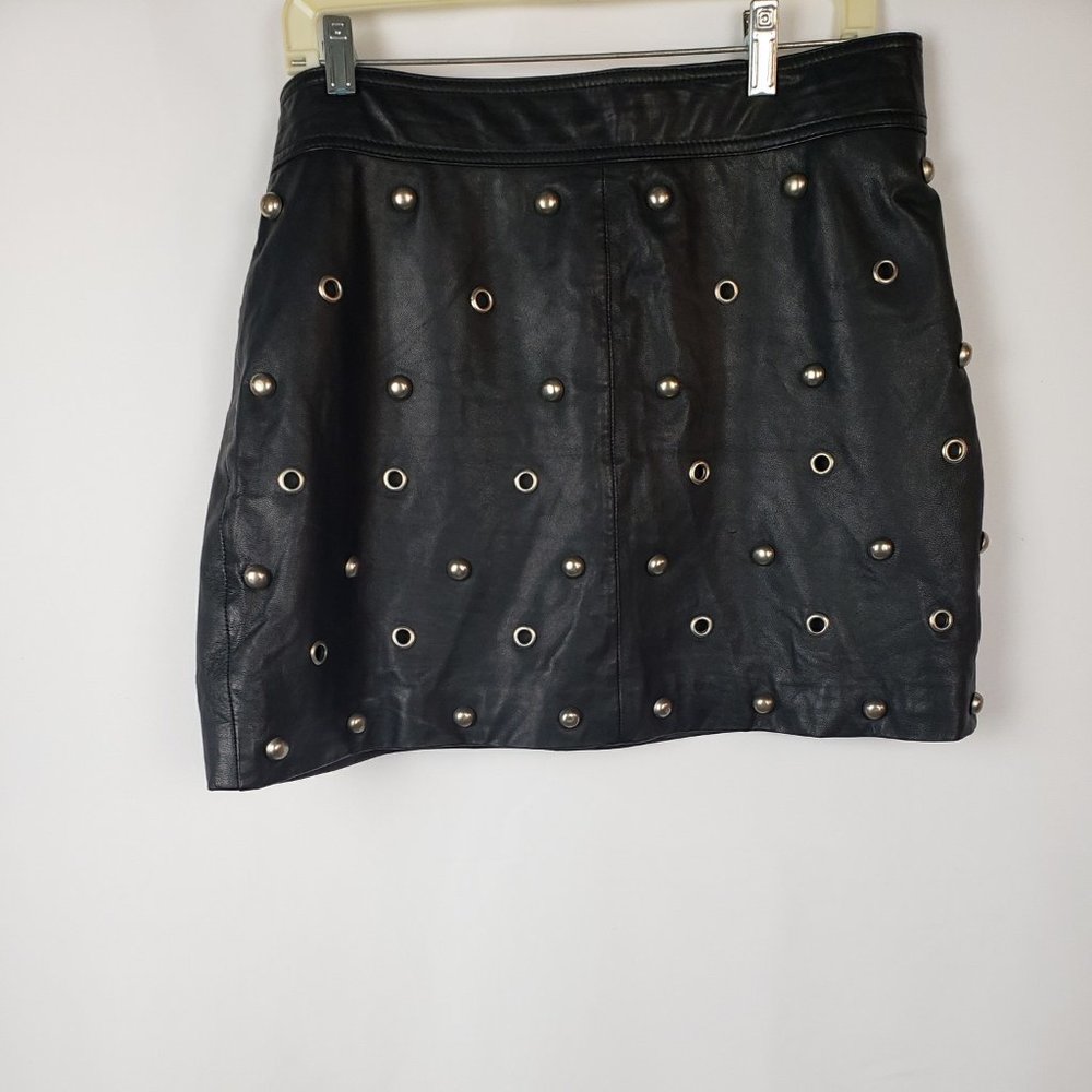 Topshop Faux Leather Mini Skirt w/cutouts
